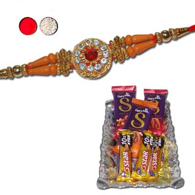 "Zardosi Rakhi - ZR-5230 A (Single Rakhi), chocolate cake - 1kg - Click here to View more details about this Product